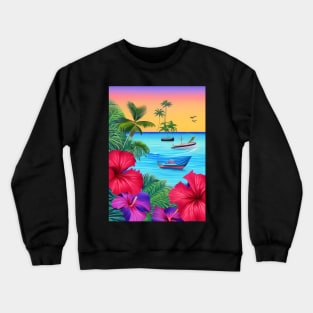 Tropical Sunset Beach Scene 3 Crewneck Sweatshirt